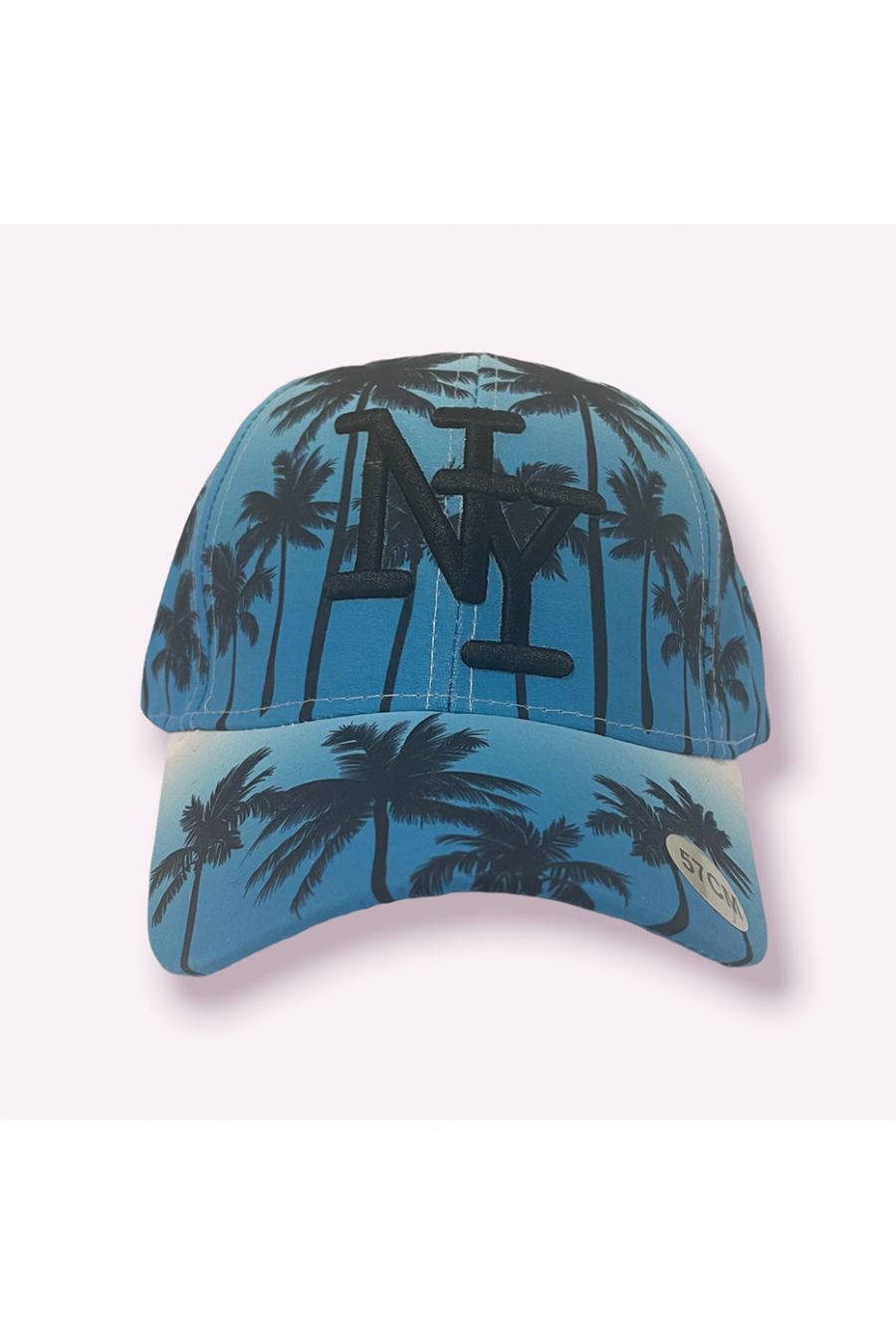 Zwart met blauwe NY New York pet met palmbomen patroon