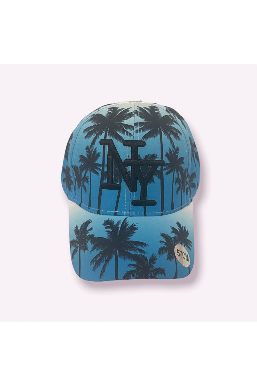 Zwart met blauwe NY New York pet met palmbomen patroon