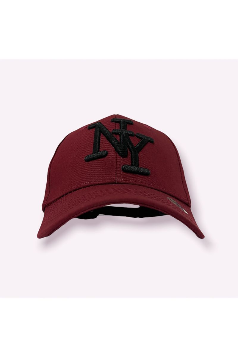 NY New York burgundy cap in a very trendy solid color essential of the season - 1