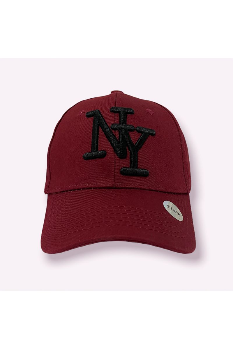 NY New York bordeauxrode pet in een zeer trendy effen kleur essentieel van het seizoen - 2