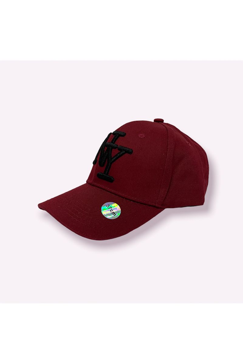NY New York burgundy cap in a very trendy solid color essential of the season - 3