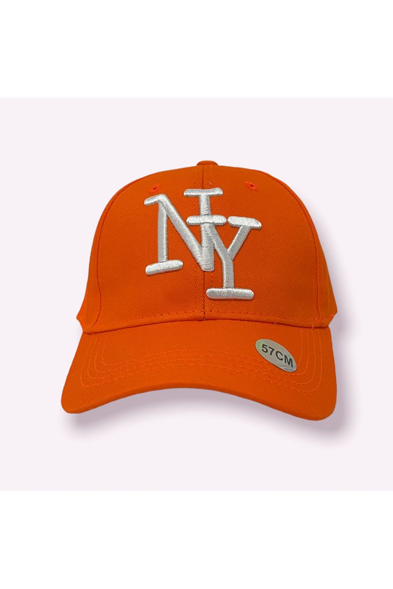 commentator excelleren Leven van NY New York oranje pet in een zeer trendy effen kleur essentieel voor het  seizoen en witte letters