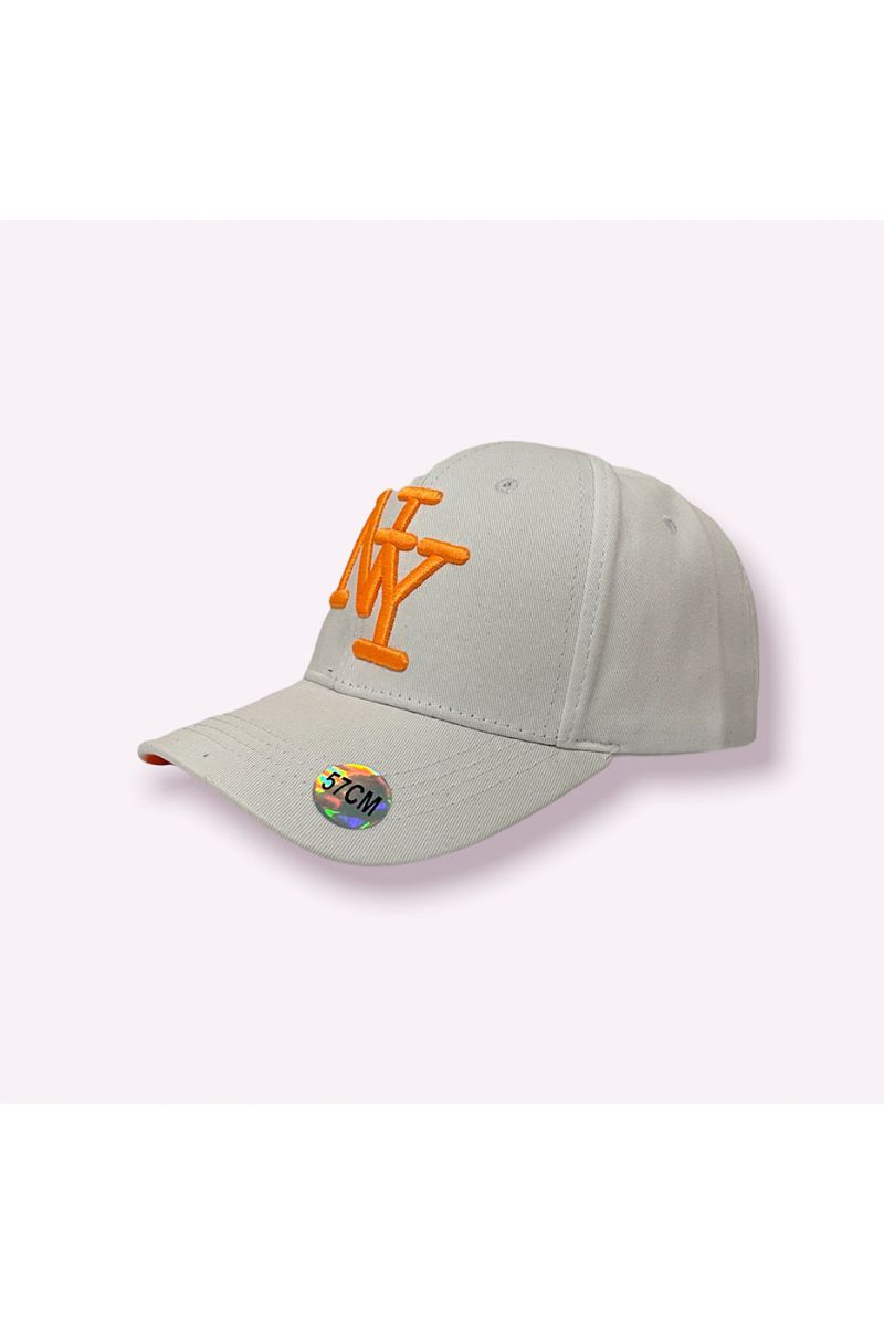 NY New York white cap in a very trendy plain color essential for the season and orange writing - 3