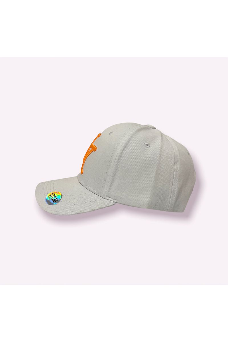 NY New York white cap in a very trendy plain color essential for the season and orange writing - 4