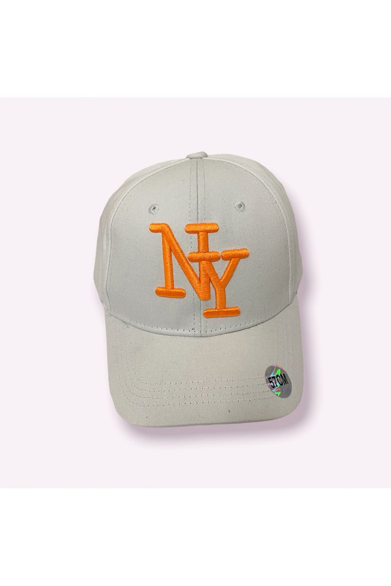 NY New York white cap in a very trendy plain color essential for the season and orange writing - 6