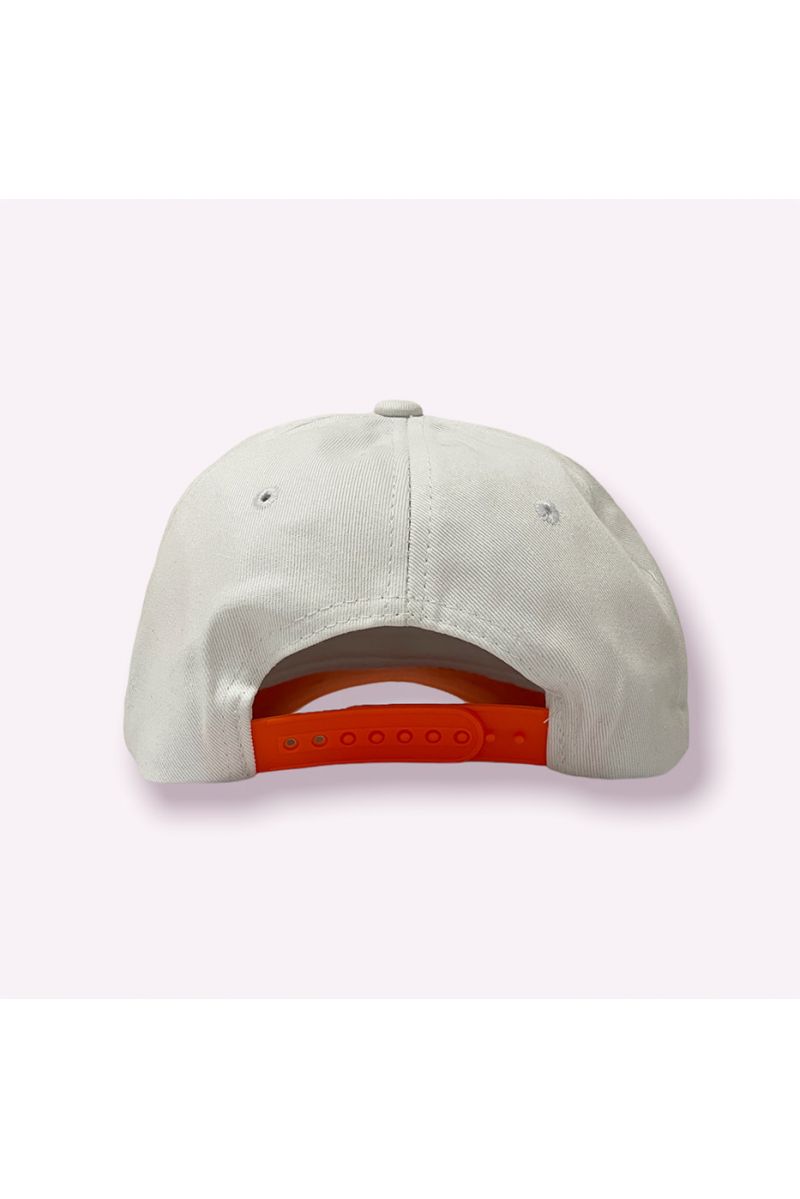 NY New York white cap in a very trendy plain color essential for the season and orange writing - 7