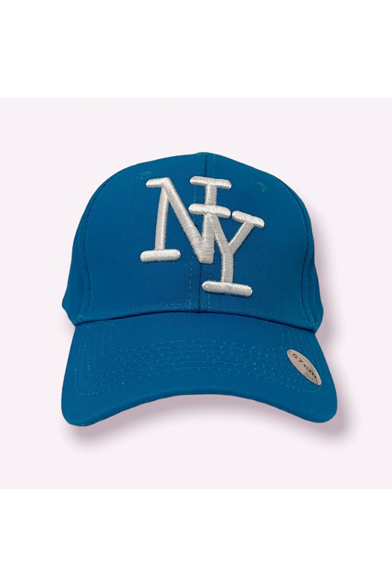 NY New York blue cap with a hyper trendy plain color essential for the season and white writing - 1