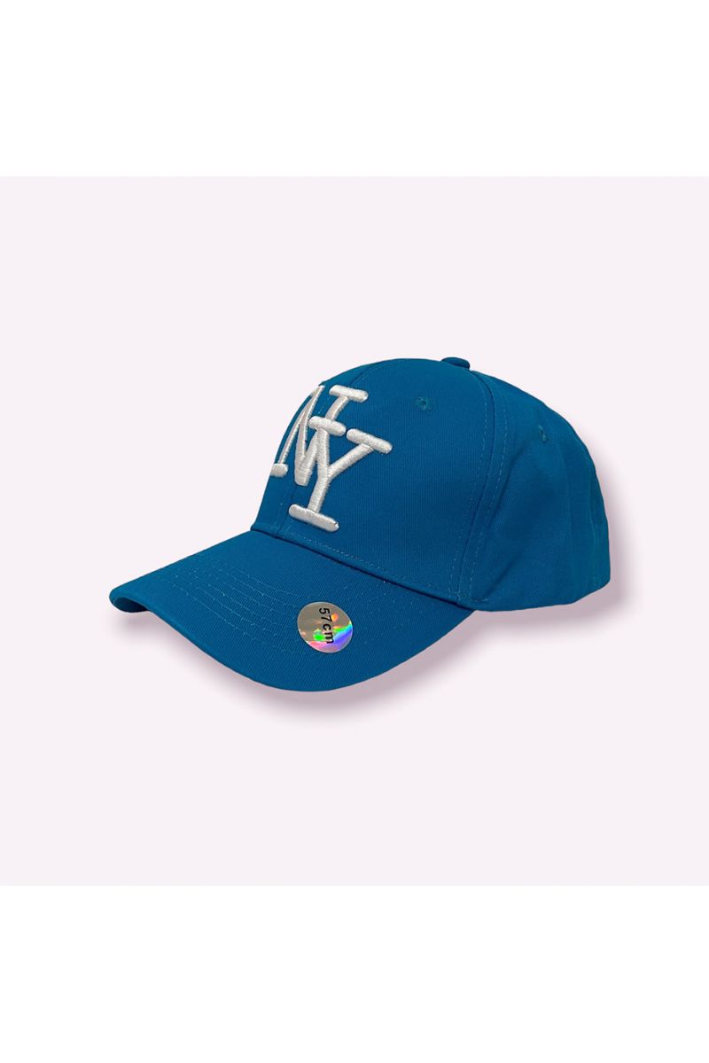 NY New York blue cap with a hyper trendy plain color essential for the season and white writing - 3