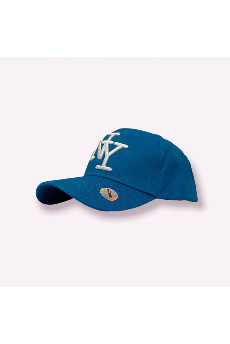 NY New York blue cap with a hyper trendy plain color essential for the season and white writing - 4