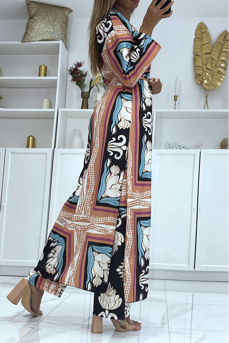 Ensemble kimono à imprimé camel et ceinture - 4