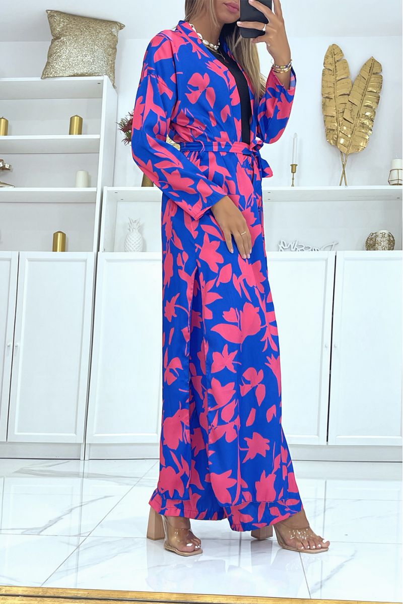 Belted Fuchsia Kingpin Kimono Set - 3