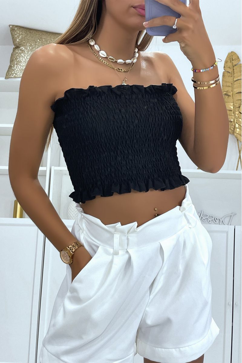 Inexpensive and essential black strapless crop top of the season - 2