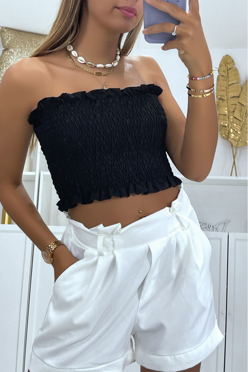 Inexpensive and essential black strapless crop top of the season - 3