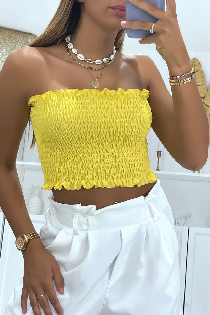 Inexpensive and essential yellow bustier crop top of the season - 2
