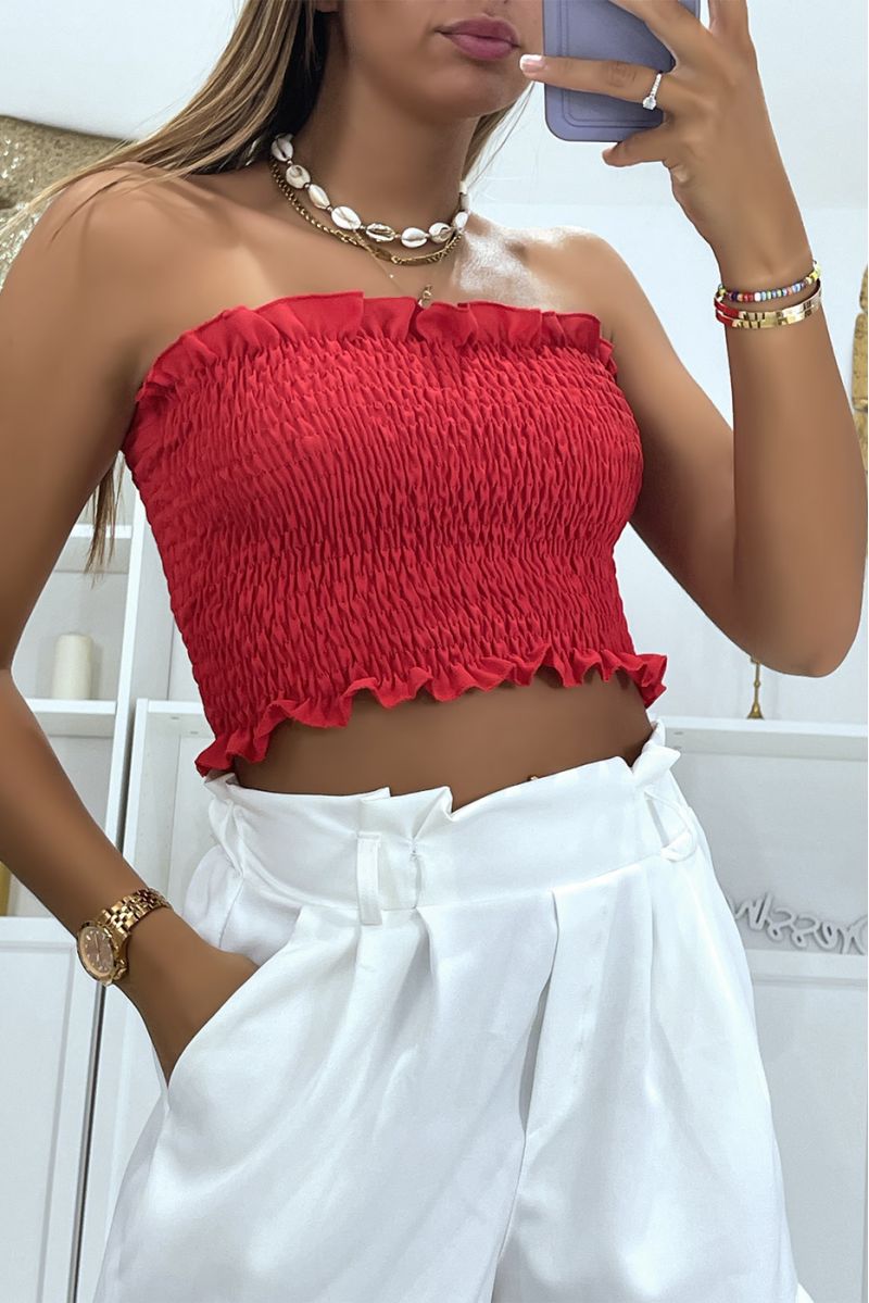 Voordelige en essentiële rode bustier crop top van het seizoen - 1