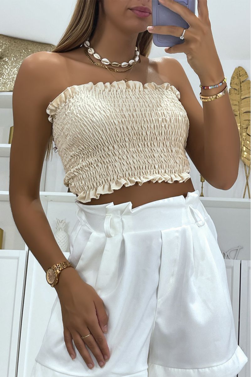 Voordelige en essentiële beige strapless crop top van het seizoen - 2