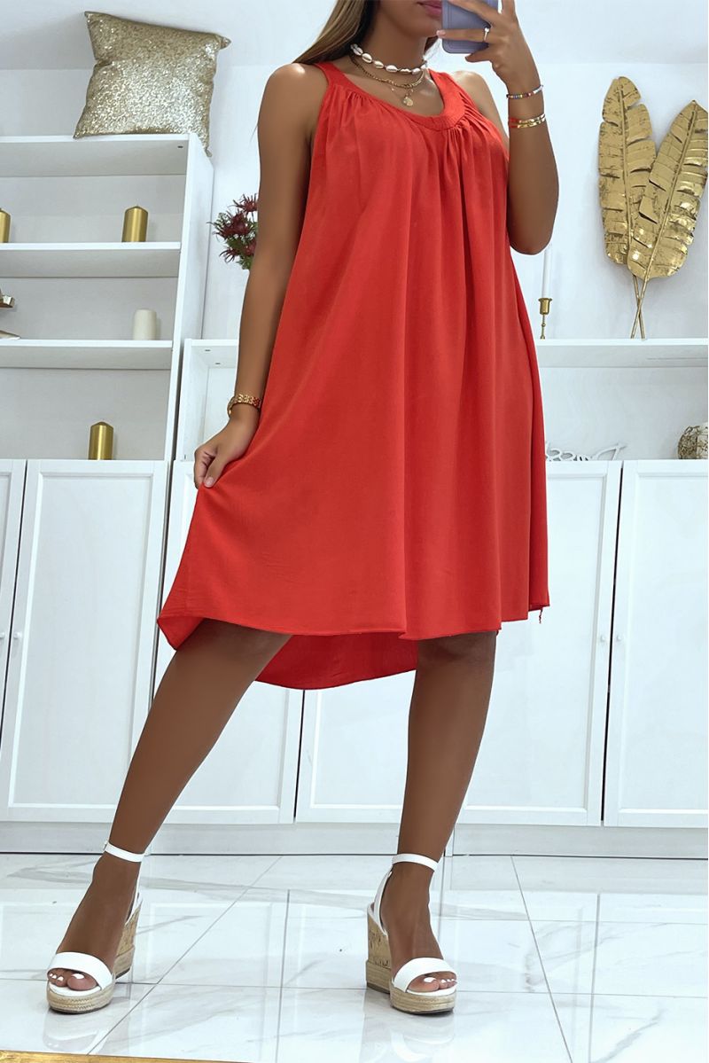 RoLR red loose solid color slightly neckline with classic and fashionable lace collar - 2