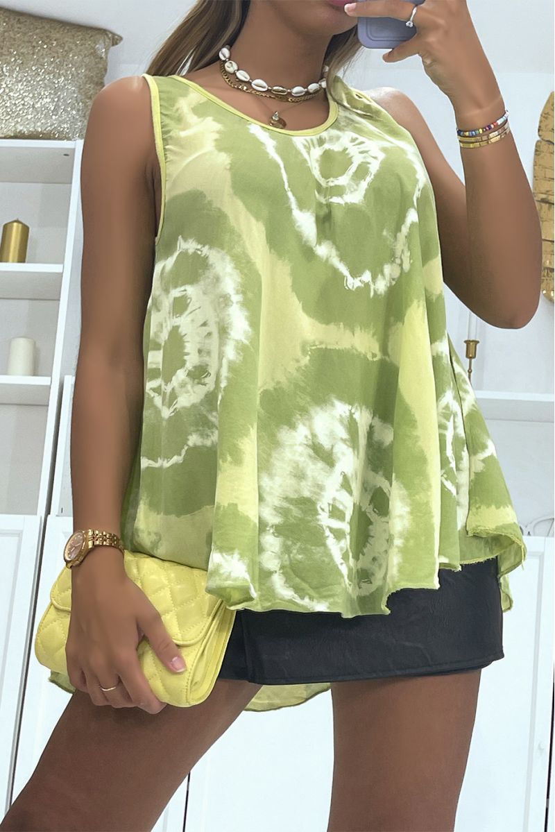 Yellow tank top with original and trendy color scheme - 2