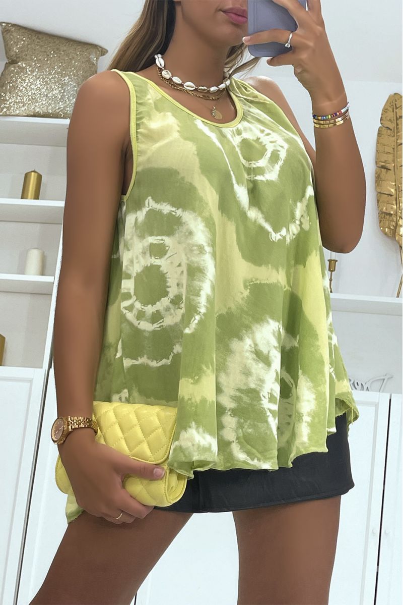 Yellow tank top with original and trendy color scheme - 3