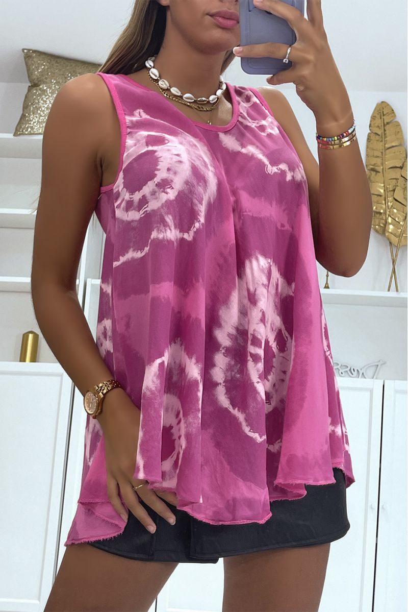 Fuchsia tank top with original and trendy color scheme - 1