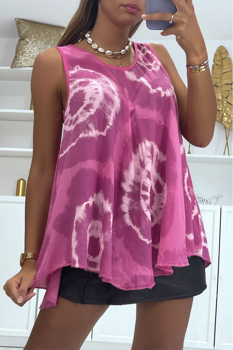 Fuchsia tank top with original and trendy color scheme - 2