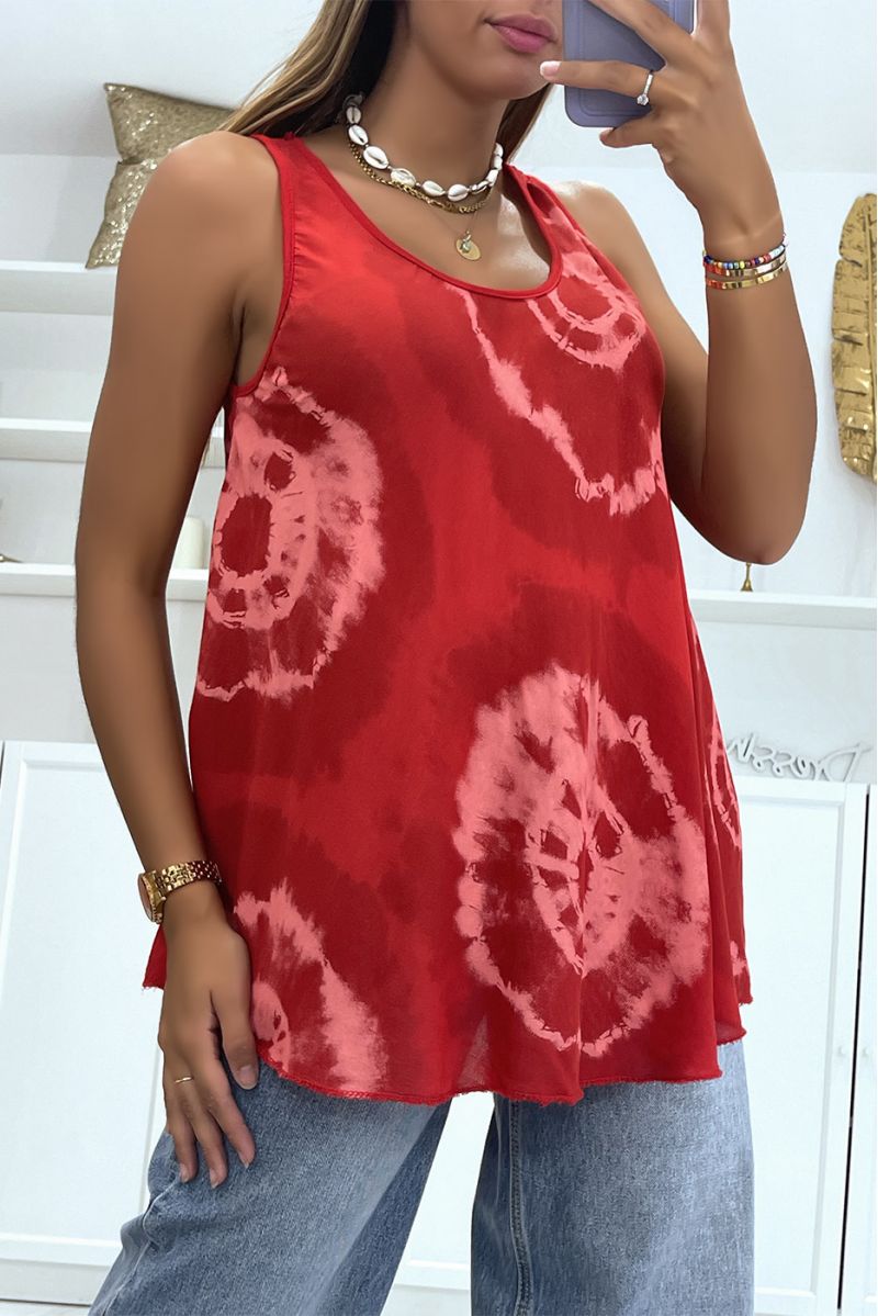 Débardeur rouge avec jeu de couleurs original et tendance - 1