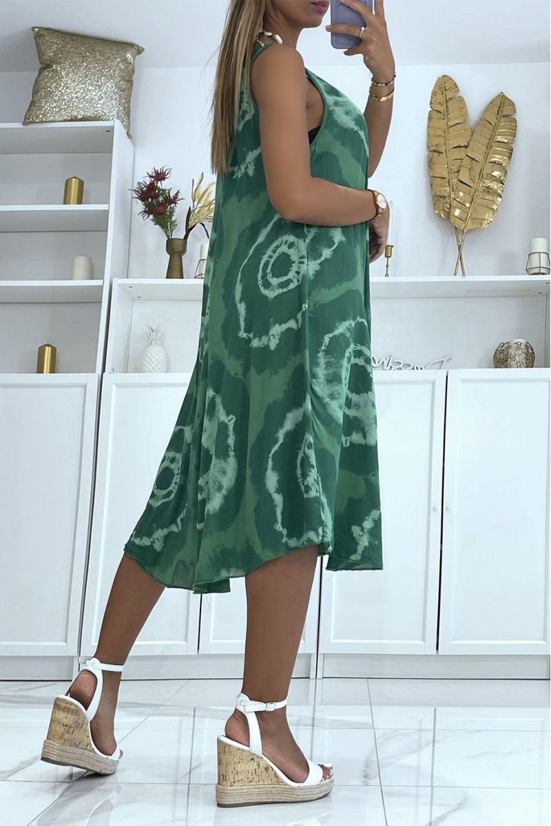 Mid-length green beach dress with super trendy color scheme - 4