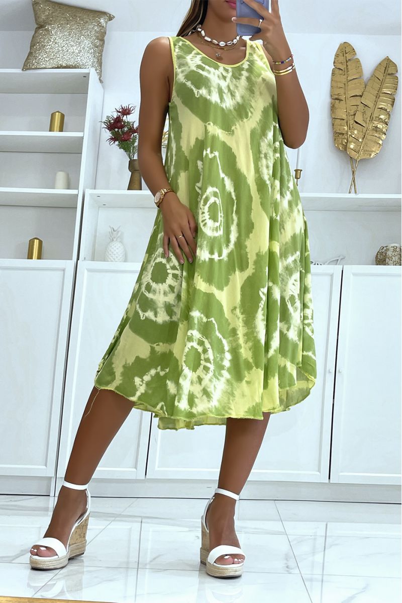 Mid-length yellow beach dress with super trendy color scheme - 3