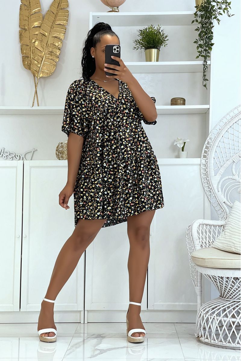 BlBZk Floral Tunic with Mid-Length Sleeve Floral Print and Glamorous V-Neck - 1