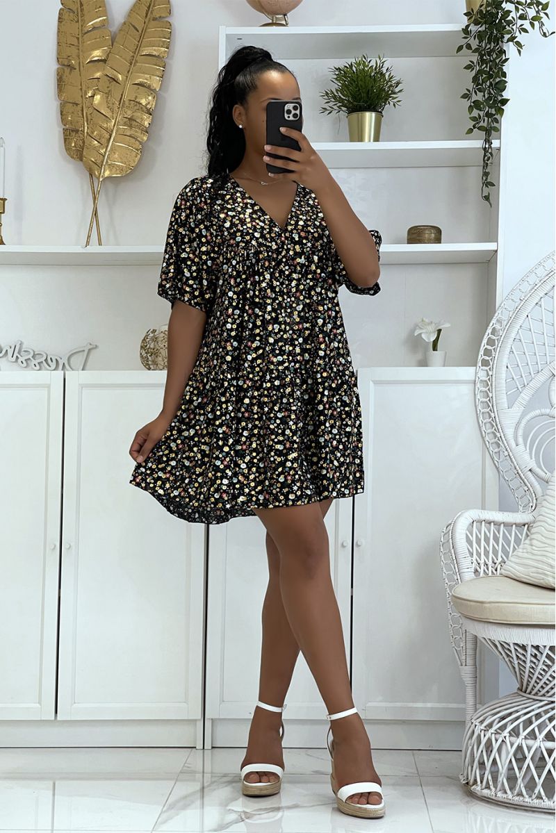 BlBZk Floral Tunic with Mid-Length Sleeve Floral Print and Glamorous V-Neck - 2