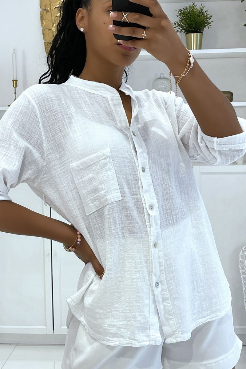 Chemise légère blanche effet lin - 6