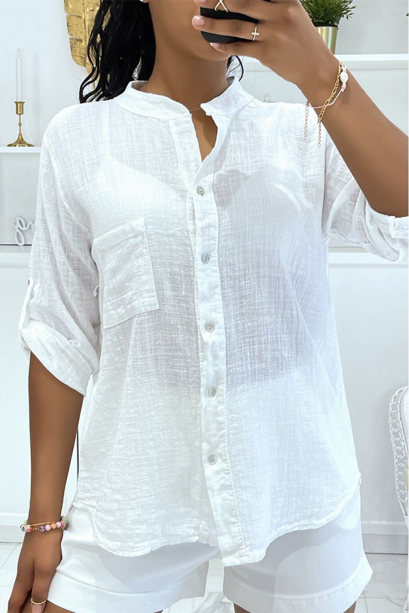 Chemise légère blanche effet lin - 7