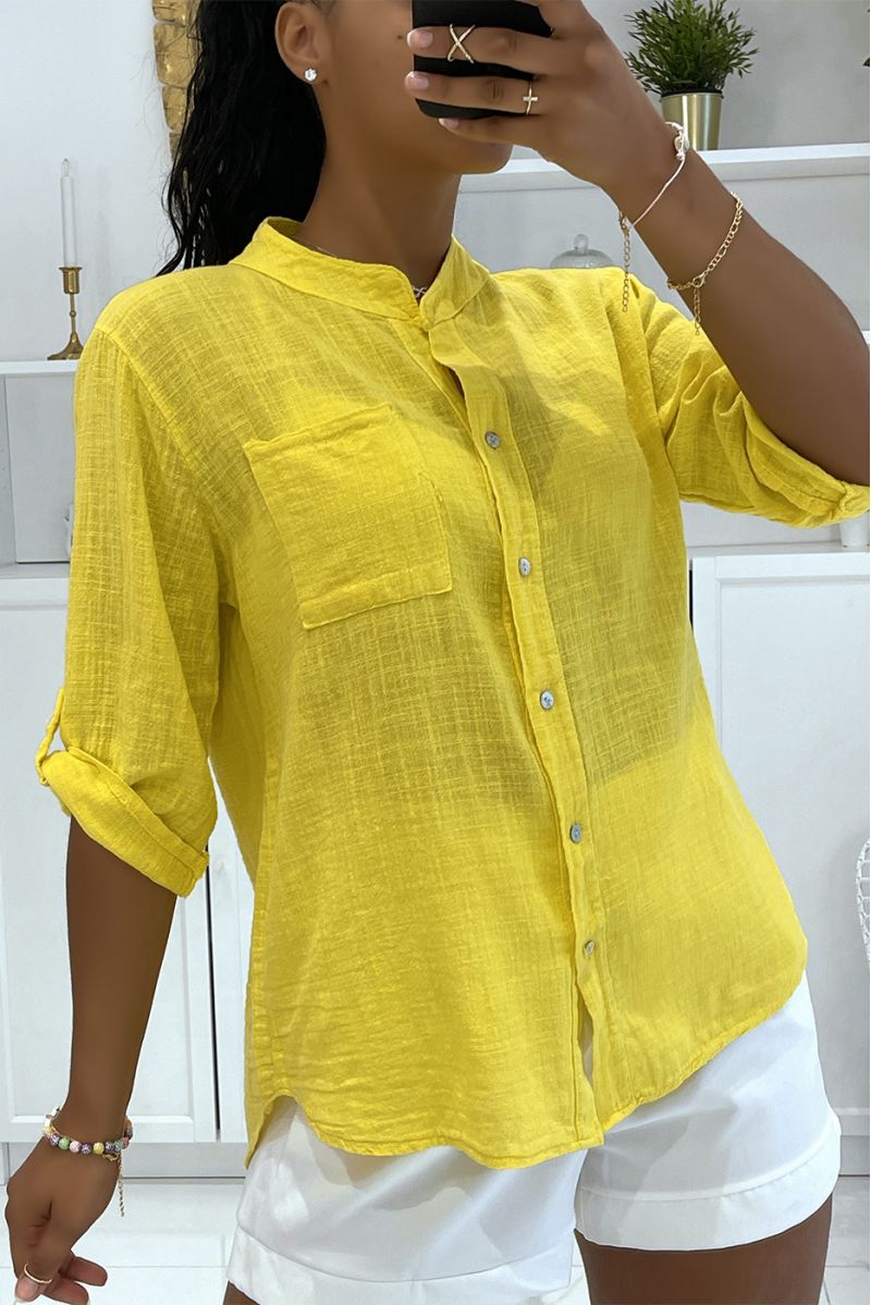 Light yellow linen effect shirt - 2