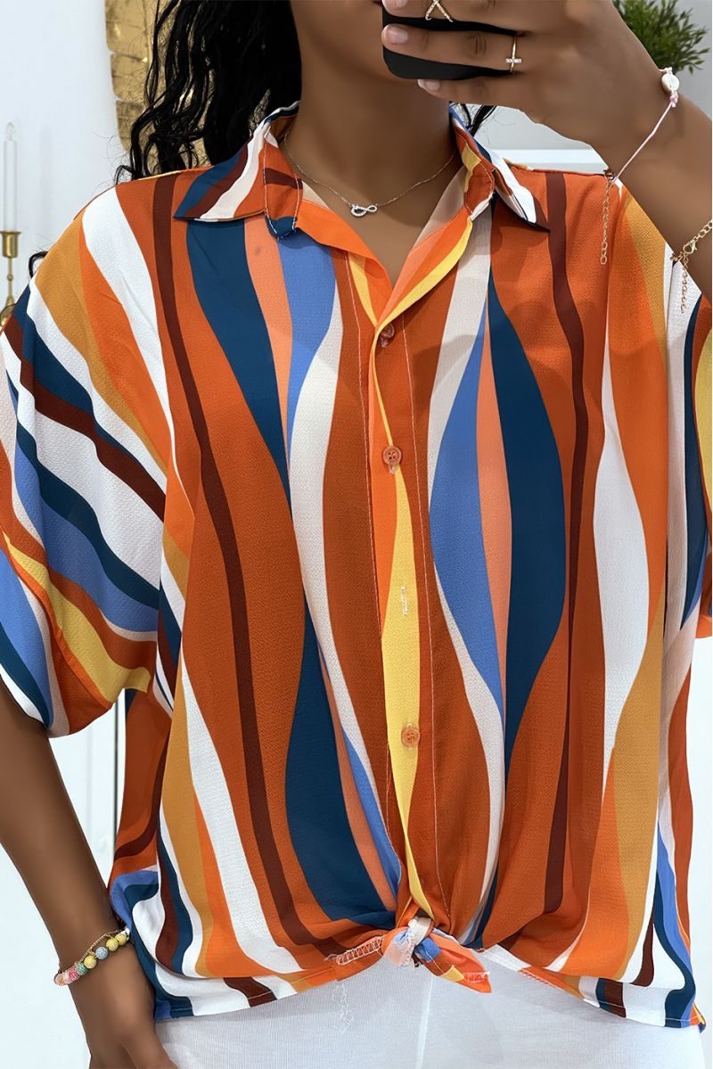 Light orange striped shirt - 1