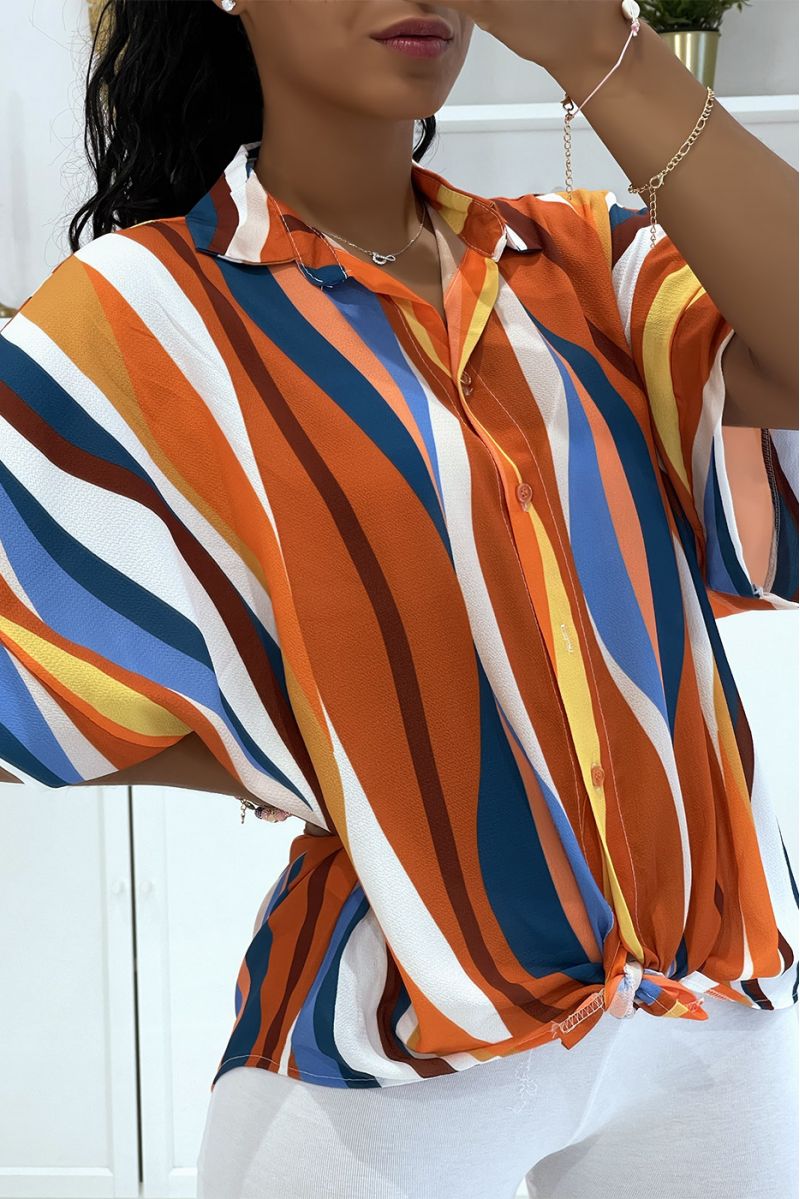 Licht oranje gestreept overhemd - 2