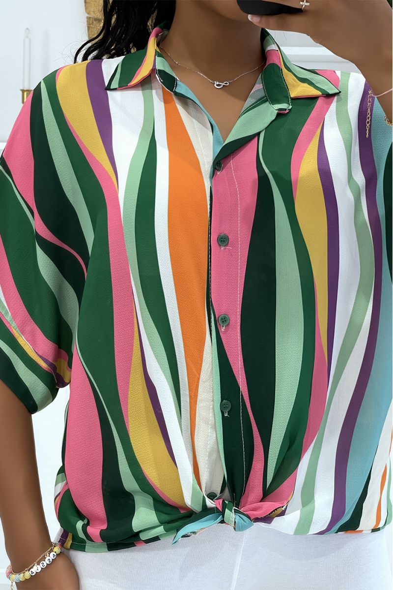 Chemise légère à rayures vert - 2