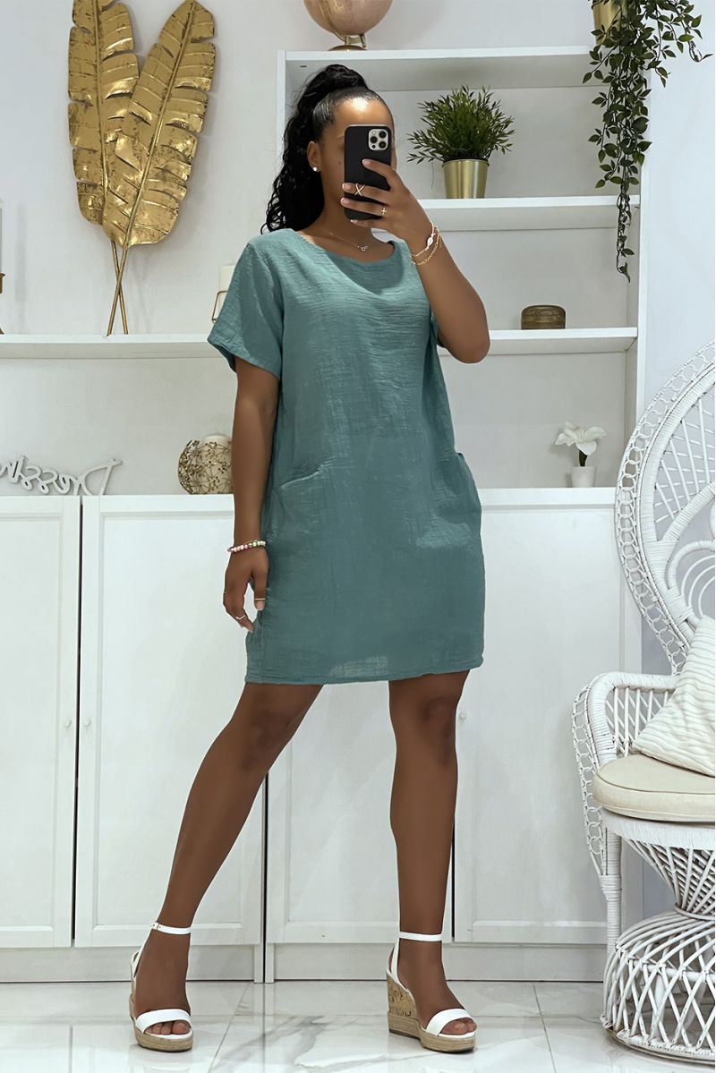 Light linen effect tunic with pockets - 2