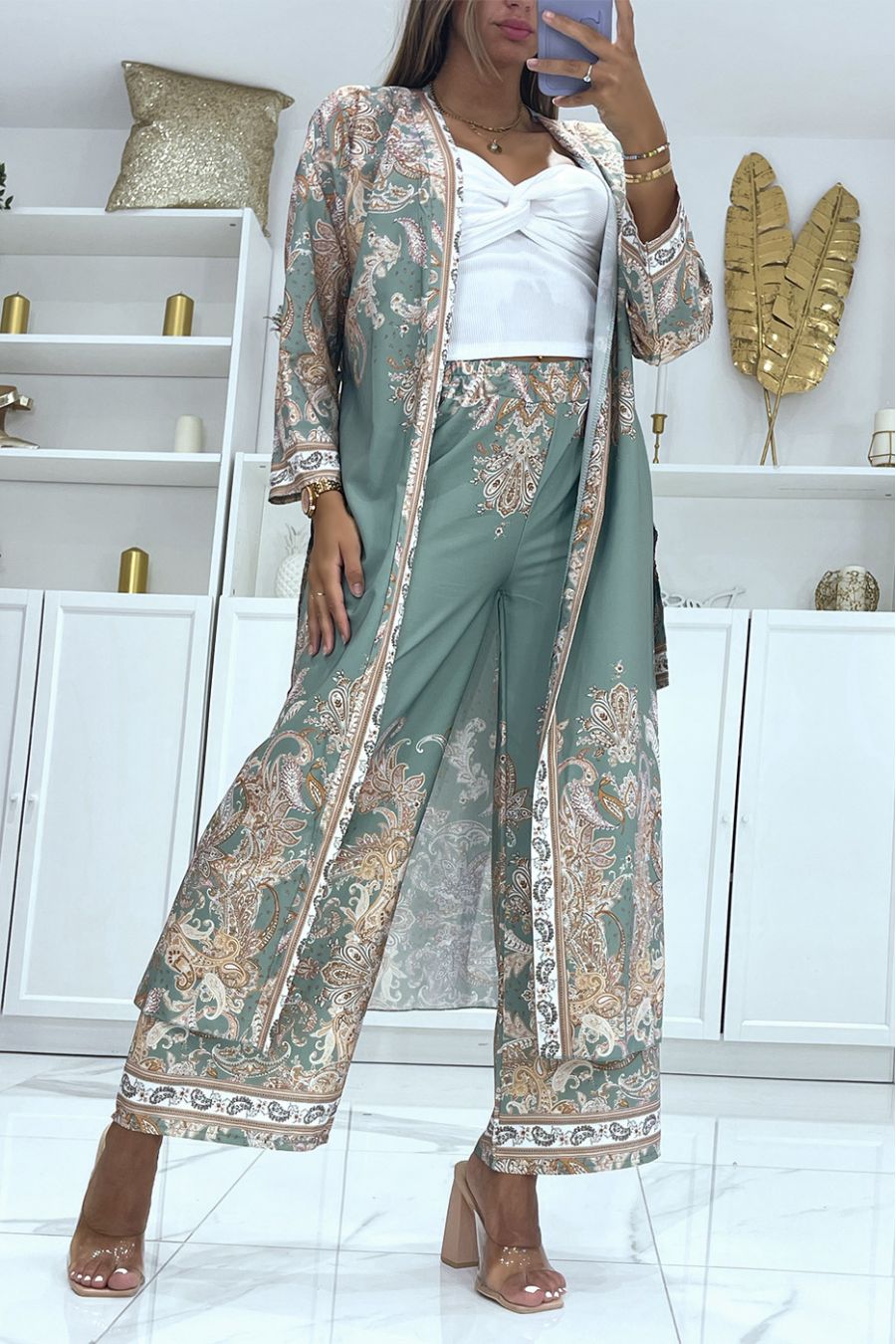 Ensemble kimono femme et pantalon large et fluide [Ivshop] – IVSHOP-boutique