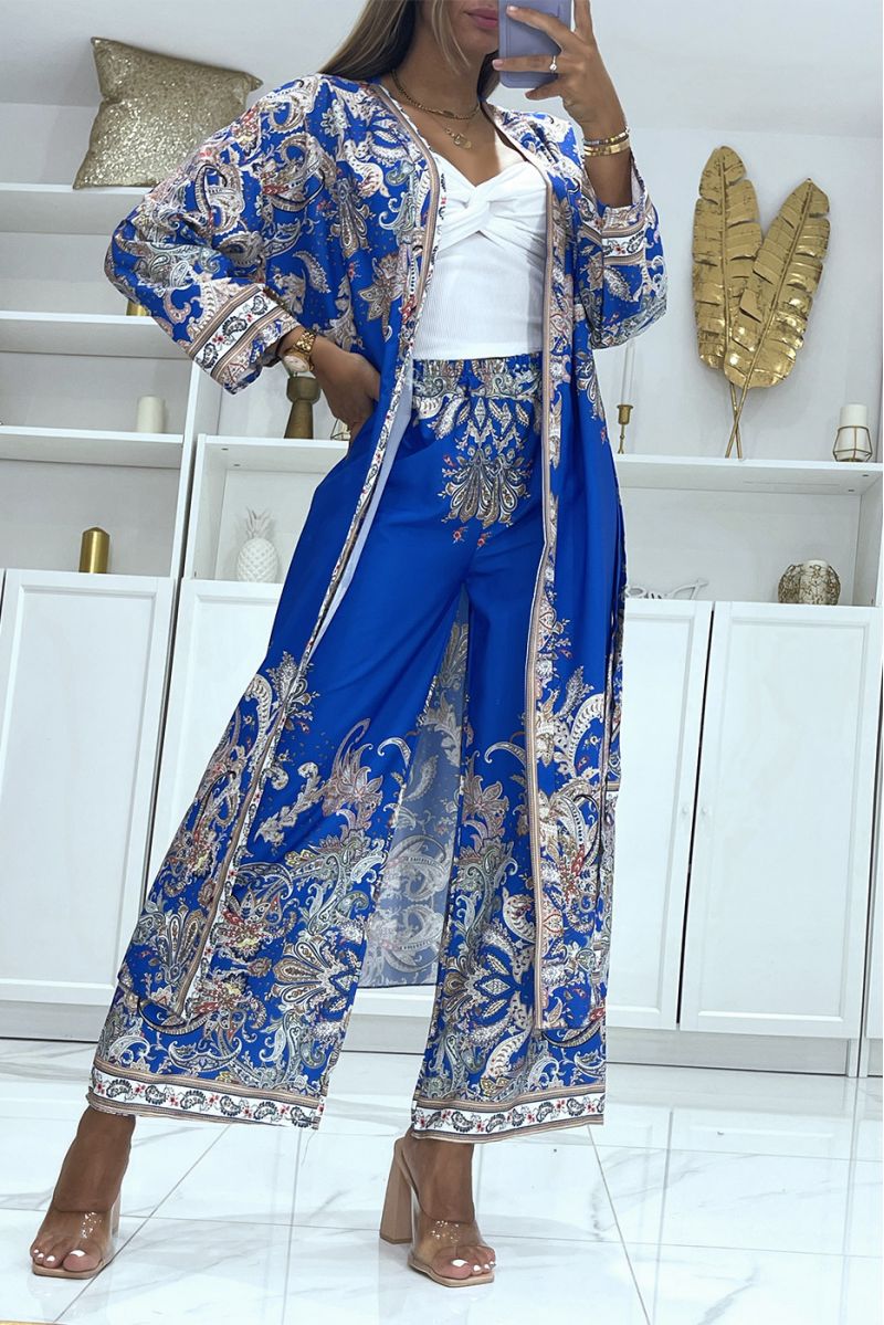 Kimono and royal flowing pants with oriental pattern - 1