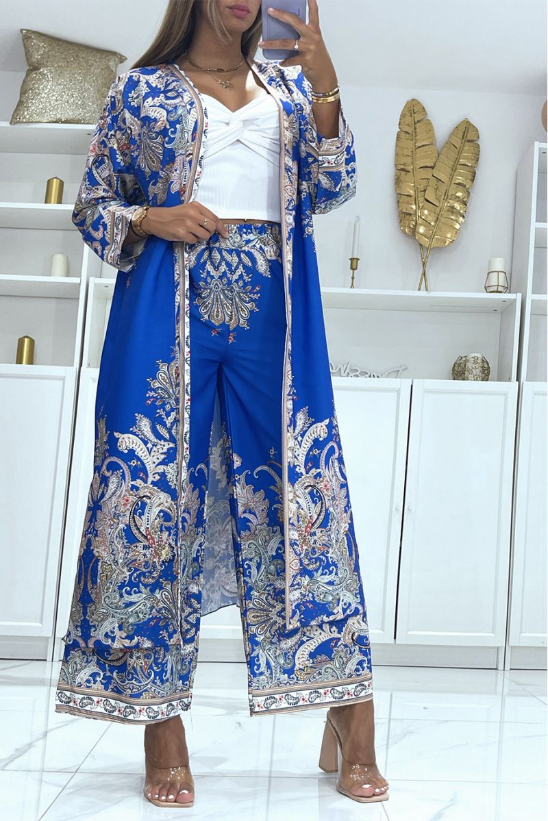 EnKKimono-look en royale vloeiende broek met oosters patroon - 2