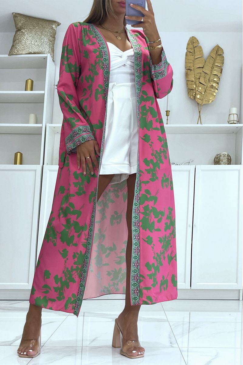 Sublieme zijden kimono met rozenpatroon