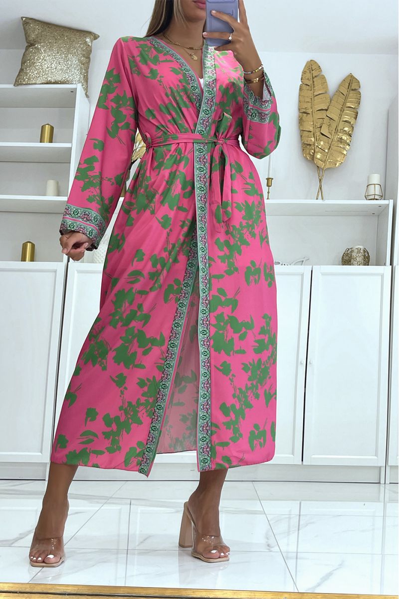 Sublieme zijden kimono met rozenpatroon