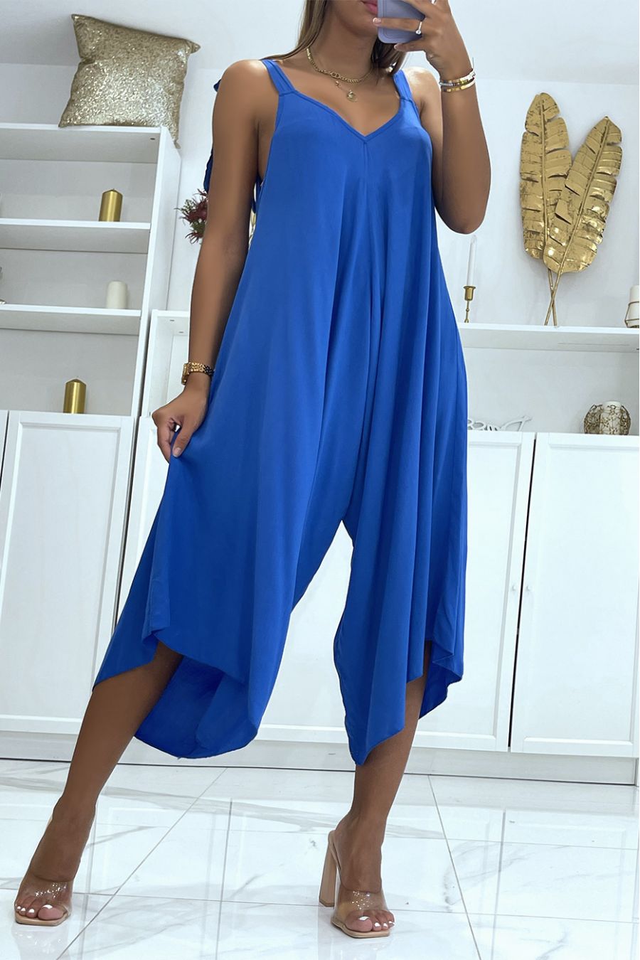 Combinaison d'été fluide royal style sarouel asymétrique - 3