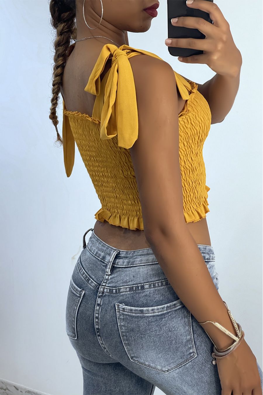 Mustard crop hot sale top outfit