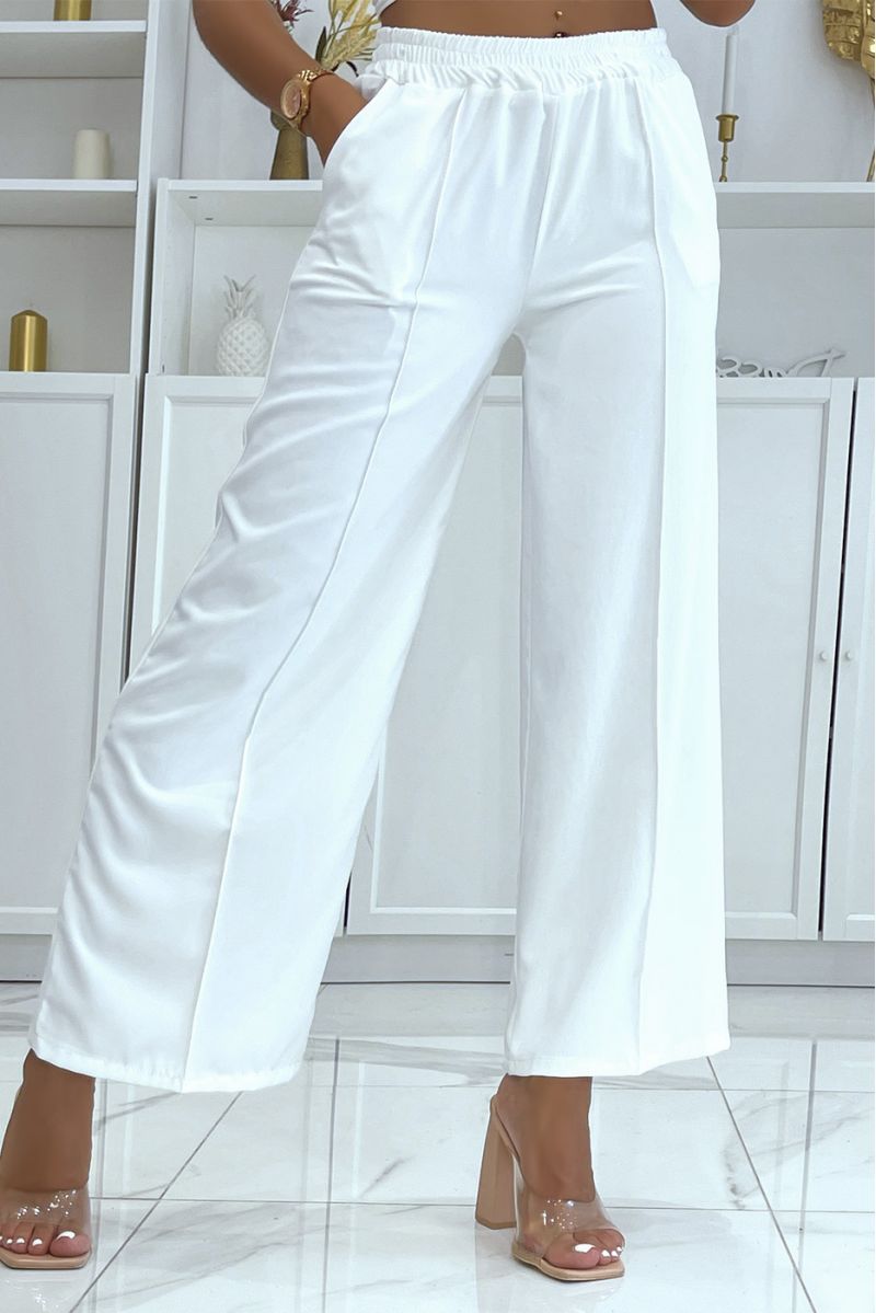 Pantalon palazzo blanc léger et confortable - 2
