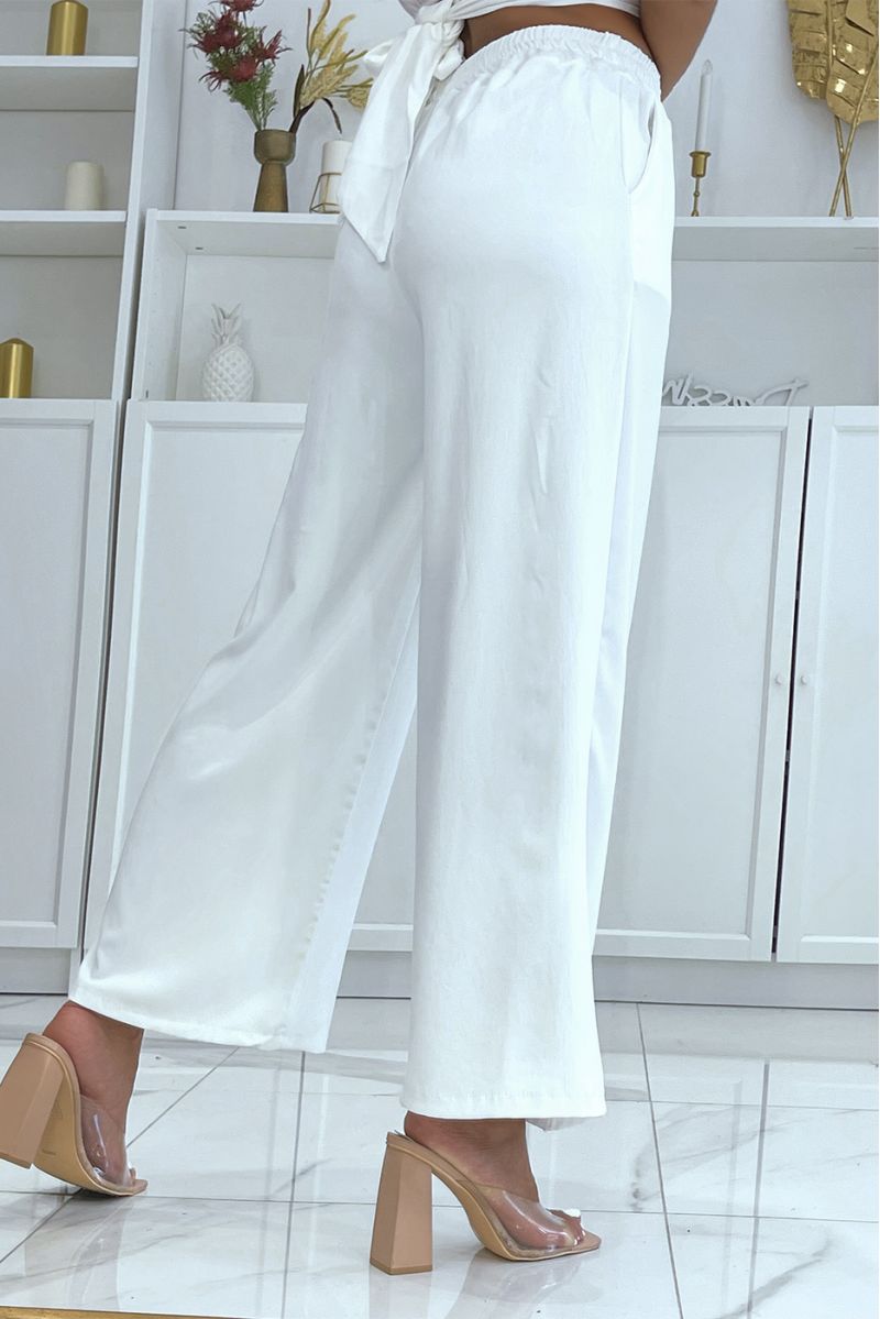 Pantalon palazzo blanc léger et confortable - 3
