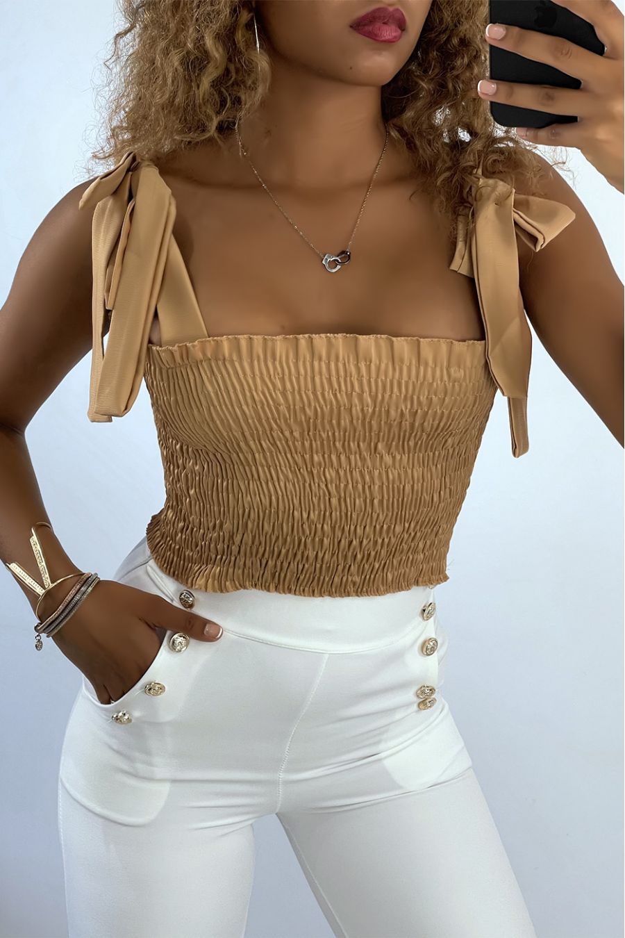 Satin bustier cheap crop top