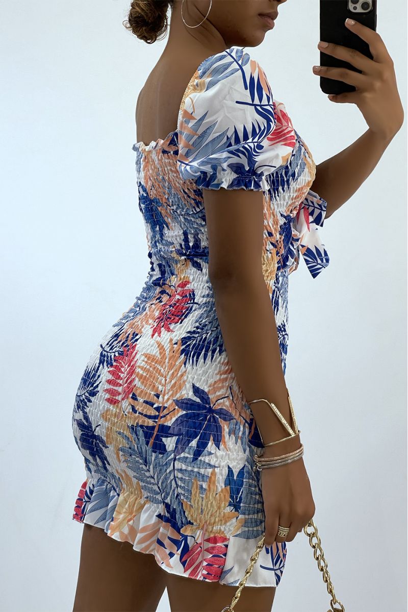 RoRe bodycon met koningsblauwe tropische print en boothals - 4