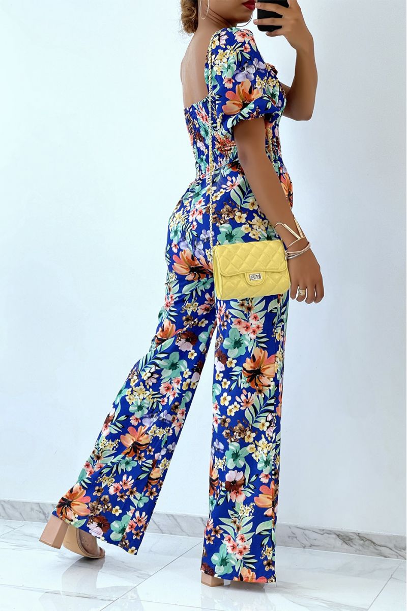 Royale jumpsuit met bloemenprint met bell bottoms en strapless top met elastische borst, essentieel voor de zomer - 4