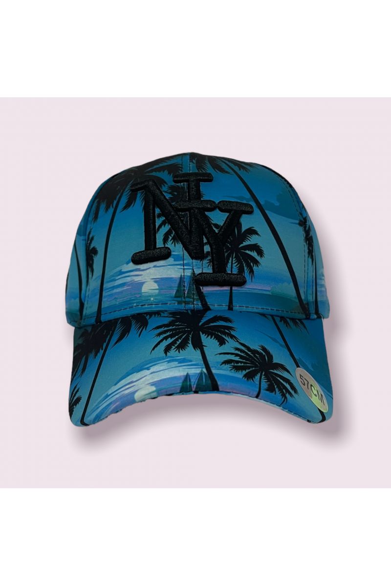 Turkoois blauwe zonsondergang en palmbomen cap - 3